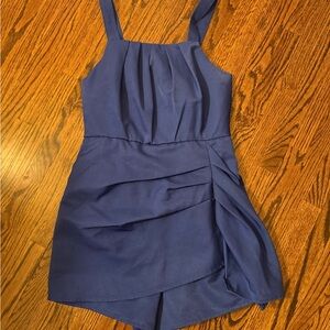 Elegant Blue Sleeveless Romper Dress